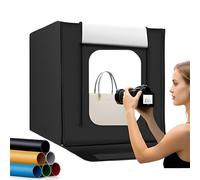 Portable Photo Studio Light Box, Foldable Photography Softbox Kit with 6 Backdrops, 3000K-5600K 3-colour Temperature Dimming, for Product Photography 60cm