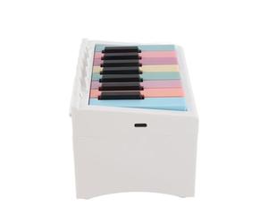 Portable Piano Calendar with Weekly Music Lessons, USB Rechargeable Speaker, Volume Control, Music Sheets, White, 13x9x8.7cm