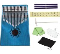 Portable Piano Thumb Piano, Portable, Portable 17 Key Pocket Thumb Piano Solid Mahogany Musical Instrument Gift For Music Lovers Beginner Students (Color : Blu)