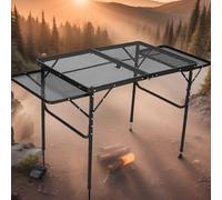 Portable Picnic Storage BBQ Table Outdoor Camping Grid Table Leaper Black One Size