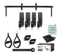 Portable Pilates Bar Set, Pilates Bar Set - Pilates Stretching Bar with Resistance Bands | Portable Pilates Exercise Bar Set, Multifunctional with Ab Roller for Full Body Workout, Women and Women