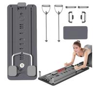 Portable Pilates Workout Board - Multi Purpose Foldable Core Trainer With Elastic Bands System, Compact Home Exercise Equipment for Body Shaping Abdominal Training Strength Flexibility