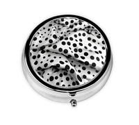 Portable Pill Box 3 Compartments, Round Daily Medicine Organizer for Pocket or Purse, Black Polka Dot Great for Morning, Noon and Evening Dose