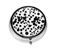 Portable Pill Box 3 Compartments, Round Daily Medicine Organizer for Pocket or Purse, Large Dot Black and White, Great for Morning, Noon and Evening Dose