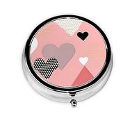 Portable Pill Box, Abstract Love Chart Mini Round Pill Box, can be Put into Wallet, Pocket, Lightweight and Convenient 3 Compartment Pill Box