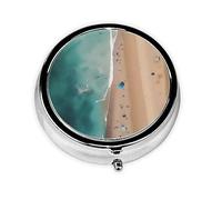 Portable Pill Box, Aerial View of The Beach mini Round Pill Box, can be Put into Wallet, Pocket, Lightweight and Convenient 3 Compartment Pill Box