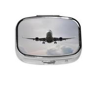 Portable Pill Box Airplane Art 2 Compartment Medicine Pill Case Holder, Cute Travel Daily Pill Case, Square Small Medicine Organizer Travel Pillbox for Purse & Pocket
