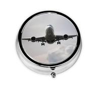 Portable Pill Box Airplane Art 3 Compartment Medicine Pill Case Holder, Cute Travel Daily Pill Case, Round Small Medicine Organizer Travel Pillbox for Purse & Pocket