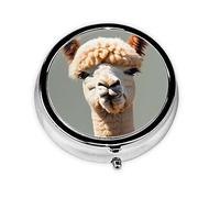 Portable Pill Box, Alpaca Avatar Mini Round Pill Box, can be Put into Wallet, Pocket, Lightweight and Convenient 3 Compartment Pill Box