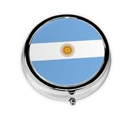 Portable Pill Box, Argentine Flag Mini Round Pill Box, can be Put into Wallet, Pocket, Lightweight and Convenient 3 Compartment Pill Box