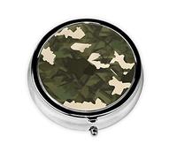 Portable Pill Box, Army Camouflage Mini Round Pill Box, can be Put into Wallet, Pocket, Lightweight and Convenient 3 Compartment Pill Box