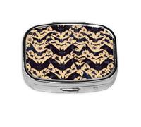 Portable Pill Box Bat Pattern 2 Compartment Medicine Pill Case Holder, Cute Travel Daily Pill Case, Square Small Medicine Organizer Travel Pillbox for Purse & Pocket