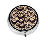 Portable Pill Box Bat Pattern 3 Compartment Medicine Pill Case Holder, Cute Travel Daily Pill Case, Round Small Medicine Organizer Travel Pillbox for Purse & Pocket
