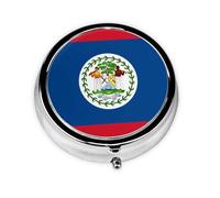 Portable Pill Box, Belize Flag Mini Round Pill Box, can be Put into Wallet, Pocket, Lightweight and Convenient 3 Compartment Pill Box