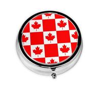 Portable Pill Box, Canadian Flag Mini Round Pill Box, can be Put into Wallet, Pocket, Lightweight and Convenient 3 Compartment Pill Box