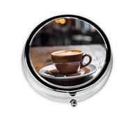 Portable Pill Box, Ceramic Bowl Coffee Mini Round Pill Box, can be Put into Wallet, Pocket, Lightweight and Convenient 3 Compartment Pill Box