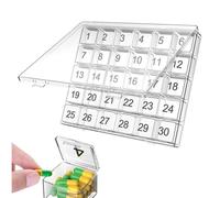 Portable Pill Box, Compact 30-Day Pill Box for Pill Storage, Press Yourself to Open Large of Large Professional Medicine, Personal Pill Organisers for Men and Women
