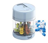 Portable Pill Box - Compact Medicine Container, 7 Compartments Medicine Holder with Compact Cutter for Pocket Handbag Camping and Family Travel