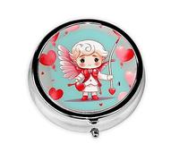 Portable Pill Box, Cute Loving boy Mini Round Pill Box, can be Put into Wallet, Pocket, Lightweight and Convenient 3 Compartment Pill Box