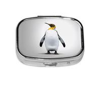 Portable Pill Box Cute Penguin 2 Compartment Medicine Pill Case Holder, Cute Travel Daily Pill Case, Square Small Medicine Organizer Travel Pillbox for Purse & Pocket
