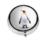 Portable Pill Box Cute Penguin 3 Compartment Medicine Pill Case Holder, Cute Travel Daily Pill Case, Round Small Medicine Organizer Travel Pillbox for Purse & Pocket