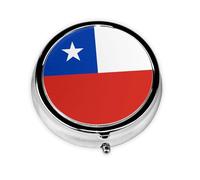Portable Pill Box, Flag of Chile Mini Round Pill Box, can be Put into Wallet, Pocket, Lightweight and Convenient 3 Compartment Pill Box
