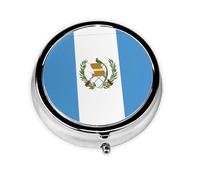 Portable Pill Box, Flag of Guatemala Mini Round Pill Box, can be Put into Wallet, Pocket, Lightweight and Convenient 3 Compartment Pill Box