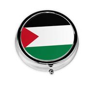 Portable Pill Box, Flag of The State of Palestine Mini Round Pill Box, can be Put into Wallet, Pocket, Lightweight and Convenient 3 Compartment Pill Box