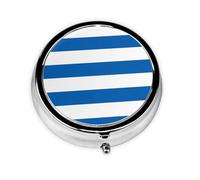 Portable Pill Box, Greek Flag Mini Round Pill Box, can be Put into Wallet, Pocket, Lightweight and Convenient 3 Compartment Pill Box