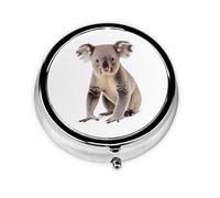 Portable Pill Box Koala 3 Compartment Medicine Pill Case Holder, Cute Travel Daily Pill Case, Round Small Medicine Organizer Travel Pillbox for Purse & Pocket