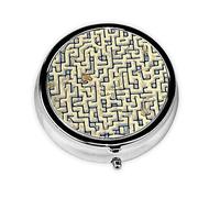 Portable Pill Box, Labyrinth Treasure Map Mini Round Pill Box, can be Put into Wallet, Pocket, Lightweight and Convenient 3 Compartment Pill Box