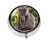 Portable Pill Box Lovely Koala 3 Compartment Medicine Pill Case Holder, Cute Travel Daily Pill Case, Round Small Medicine Organizer Travel Pillbox for Purse & Pocket