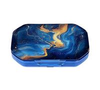 Portable Pill Box Melancholy Blue Pattern 6 Grid Pill Box, Travel Small Pill Dispenser for Travel and Daily Use