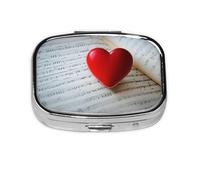 Portable Pill Box Music Note Piano 2 Compartment Medicine Pill Case Holder, Cute Travel Daily Pill Case, Square Small Medicine Organizer Travel Pillbox for Purse & Pocket