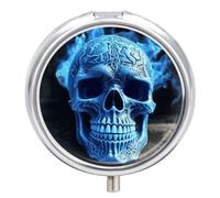 Portable Pill Box Pill Case 3D Print Blue Skull Travel Pill Box Small Pill Case Daily Pill Container Pill Organizer Pocket Medicine Box Cute Pill Case