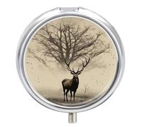 Portable Pill Box Pill Case Abstract Tree Elk Picture Travel Pill Box Small Pill Case Daily Pill Container Pill Organizer Pocket Medicine Box Cute Pill Case