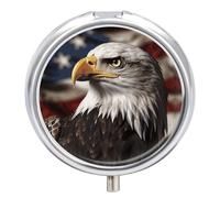 Portable Pill Box Pill Case Bald Eagle US Flag Pictures Travel Pill Box Small Pill Case Daily Pill Container Pill Organizer Pocket Medicine Box Cute Pill Case