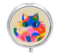 Portable Pill Box Pill Case Colorful Cats Travel Pill Box Small Pill Case Daily Pill Container Pill Organizer Pocket Medicine Box Cute Pill Case
