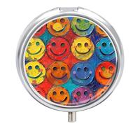 Portable Pill Box Pill Case Colorful Smiley Face Travel Pill Box Small Pill Case Daily Pill Container Pill Organizer Pocket Medicine Box Cute Pill Case