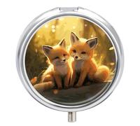 Portable Pill Box Pill Case Cute Foxes Travel Pill Box Small Pill Case Daily Pill Container Pill Organizer Pocket Medicine Box Cute Pill Case