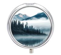 Portable Pill Box Pill Case Foggy Mountains Landscape Travel Pill Box Small Pill Case Daily Pill Container Pill Organizer Pocket Medicine Box Cute Pill Case