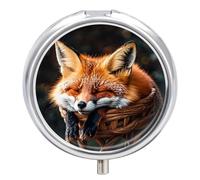 Portable Pill Box Pill Case Funny Fox Creature Sleeping Travel Pill Box Small Pill Case Daily Pill Container Pill Organizer Pocket Medicine Box Cute Pill Case