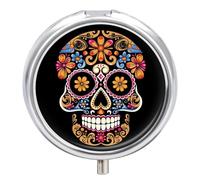 Portable Pill Box Pill Case Hand Drawn Skull Travel Pill Box Small Pill Case Daily Pill Container Pill Organizer Pocket Medicine Box Cute Pill Case