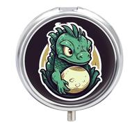 Portable Pill Box Pill Case Little Green Dragon's Egg Travel Pill Box Small Pill Case Daily Pill Container Pill Organizer Pocket Medicine Box Cute Pill Case