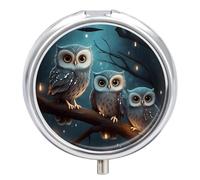 Portable Pill Box Pill Case Owl on Tree Travel Pill Box Small Pill Case Daily Pill Container Pill Organizer Pocket Medicine Box Cute Pill Case