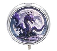 Portable Pill Box Pill Case Purple Dragon Purple Moon Travel Pill Box Small Pill Case Daily Pill Container Pill Organizer Pocket Medicine Box Cute Pill Case