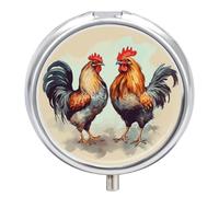 Portable Pill Box Pill Case Rooster and Hen Travel Pill Box Small Pill Case Daily Pill Container Pill Organizer Pocket Medicine Box Cute Pill Case