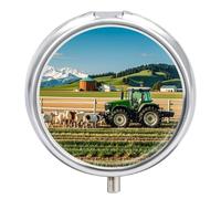 Portable Pill Box Pill Case Tractor Milk Farm Travel Pill Box Small Pill Case Daily Pill Container Pill Organizer Pocket Medicine Box Cute Pill Case