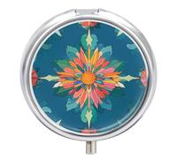 Portable Pill Box Pill Case Vibrantly Colored Scottish Thistle Pattern Travel Pill Box Small Pill Case Daily Pill Container Pill Organizer Pocket Medicine Box Cute Pill Case