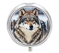 Portable Pill Box Pill Case Winter Farm Style Wolf Travel Pill Box Small Pill Case Daily Pill Container Pill Organizer Pocket Medicine Box Cute Pill Case